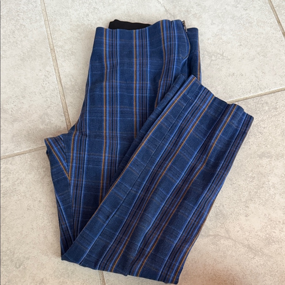a new day Blue and Brown Plaid Cropped Pants